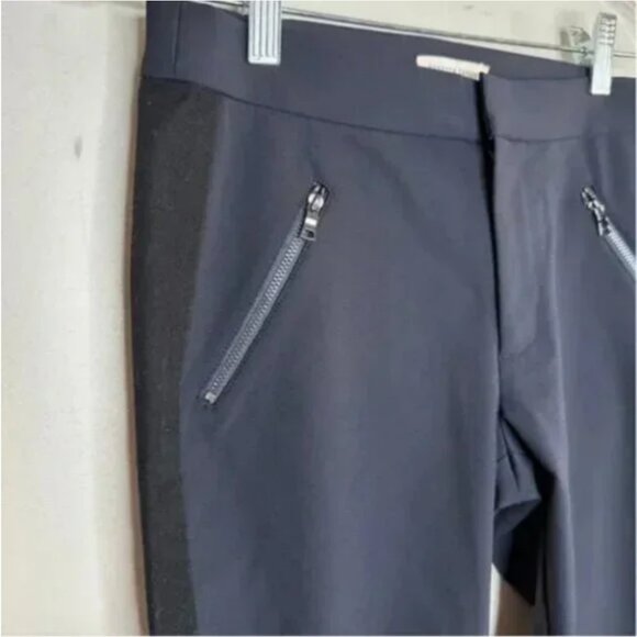 Rebecca Taylor Ava Techy Navy Pants with Tuxedo Black Stripe Size 4 - Picture 6 of 11